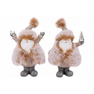 Pere Noel 2ass Beige 9x7xh14cm Polyresin E  Cosy @ Home