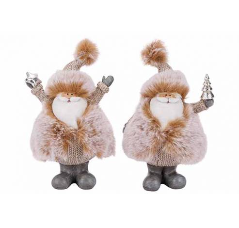 Pere Noel 2ass Beige 9x7xh14cm Polyresin E  Cosy @ Home