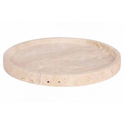 Schaaltje Beige 23x23xh2cm Rond Traverti Jn 