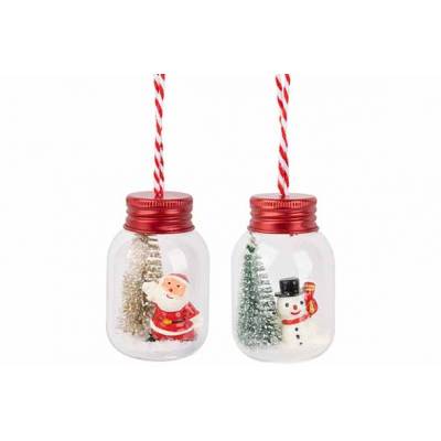 Hanger Xmas Bottle 2ass Rood 4,5x4,5xh7c M Glas  Cosy @ Home