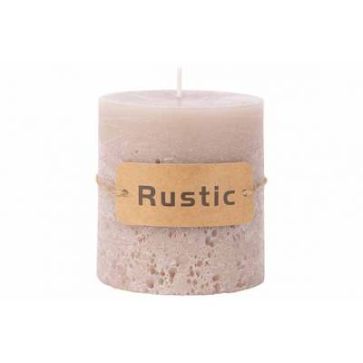 Kaars Rustic Taupe 7x7xh7,5cm   Cosy @ Home