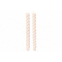 Kaars Set2 Swirl Beige 2x2xh24cm  