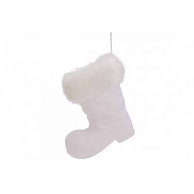 Suspension Boot Flocked Blanc 15x7xh14cm  Plastic 