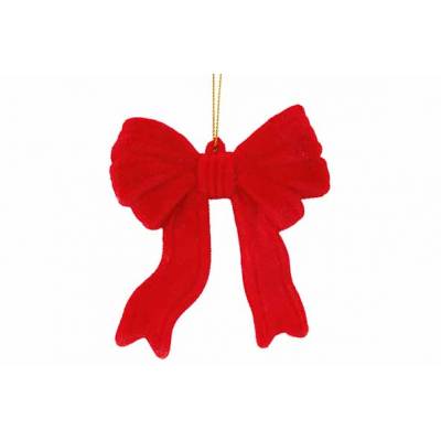 Hanger Bow Flocked Rood 10x3xh10cm Kunst Stof  Cosy @ Home