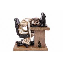 Skelet Sleeping Nora On Desk Wit - Zwart 17x10xh18cm Polyresin 