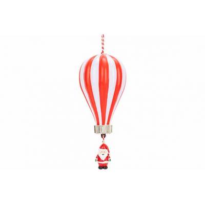 Pere Noel In Balloon Rouge Blanc 8x8xh18 Cm Pvc  Cosy @ Home