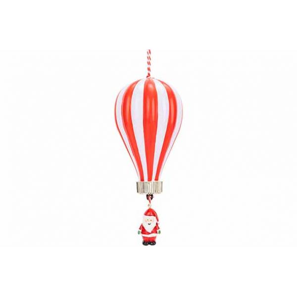 Kerstman In Balloon Rood Wit 8x8xh18cm P Vc 