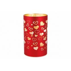 Cosy @ Home Lampe Led Heart Excl 3xaa Batt Rouge 9x9 Xh15cm Rond Verre 