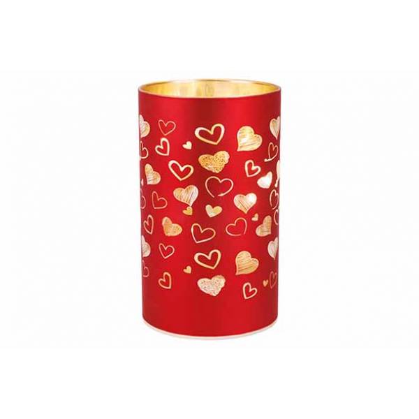 Cosy @ Home Lamp Led Heart Excl 3xaa Batt Rood 9x9xh 15cm Rond Glas