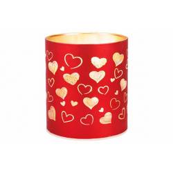 Cosy @ Home Lampe Led Heart Excl 3xaa Batt Rouge 9x9 Xh10cm Rond Verre 