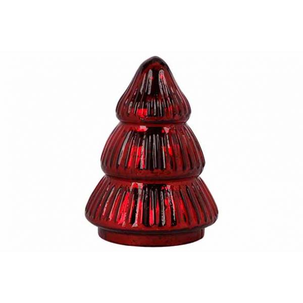 Cosy @ Home Kerstboom Antique Donkerrood 9x9xh12cm G Las