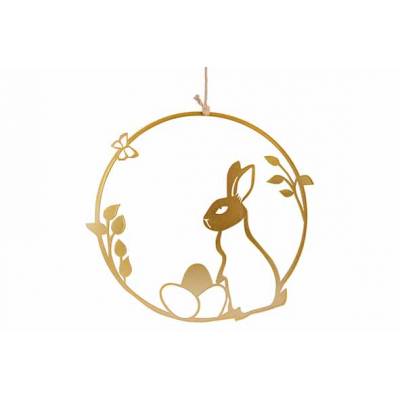 Suspension Rabbit Eggs And Flowers Dore 25x,5xh25cm Rond Metal  Cosy @ Home