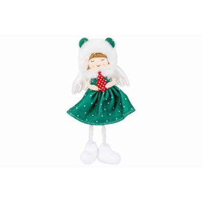 Hanger Angel Girl Groen Wit  10x4xh15c M Polyester  Cosy @ Home