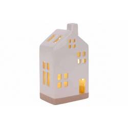 Cosy @ Home Lampe House Led Incl. 2x Lr44 Batt Blanc  10x7xh18cm Rectangle Ceramique 