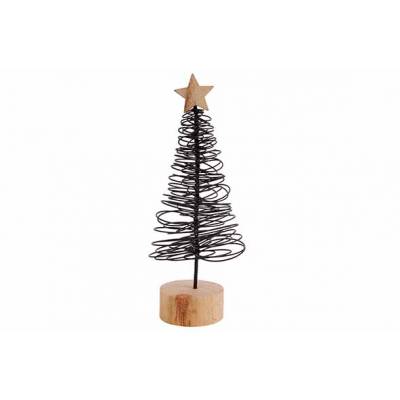 Kerstboom Loop Wood Base Zwart 8x8xh21cm  Metaal  Cosy @ Home
