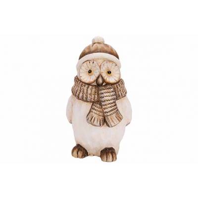 Hibou Hat And Scarf Blanc Brun 11x12xh19 Cm Ceramique  Cosy @ Home