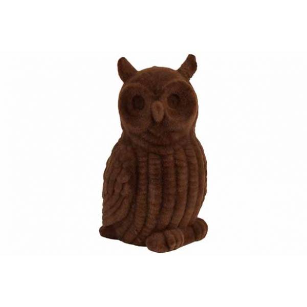 Cosy @ Home Uil Flocked Bruin 10x9xh16cm Kunststof 