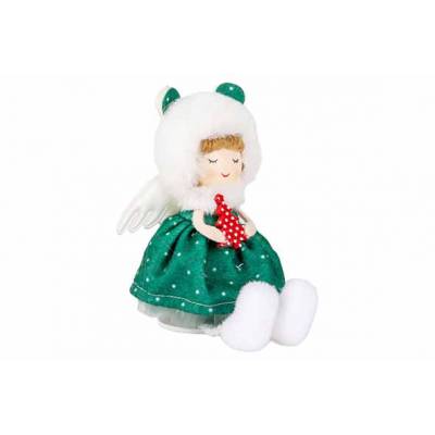 Fille Ange Vert 8x8xh16cm Polyester   Cosy @ Home