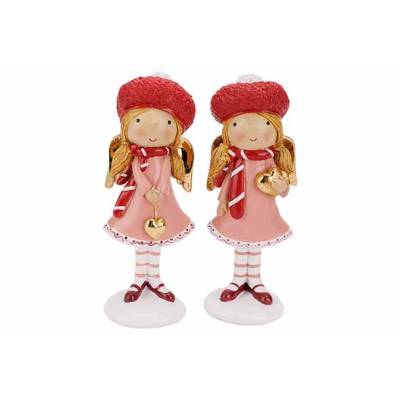 Fille Ange 2ass Bordeaux Rose 6x5xh16cm Polyresine  Cosy @ Home