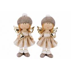 Cosy @ Home Fille Ange 2ass Beige 8x7xh16cm Polyresi Ne 