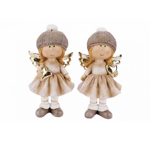 Fille Ange 2ass Beige 8x7xh16cm Polyresi Ne  Cosy @ Home