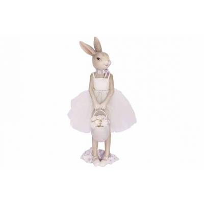 Lapin Bunny Girl Gris Clair 8,5x8,3xh25, 4cm Allonge Polyresine  Cosy @ Home