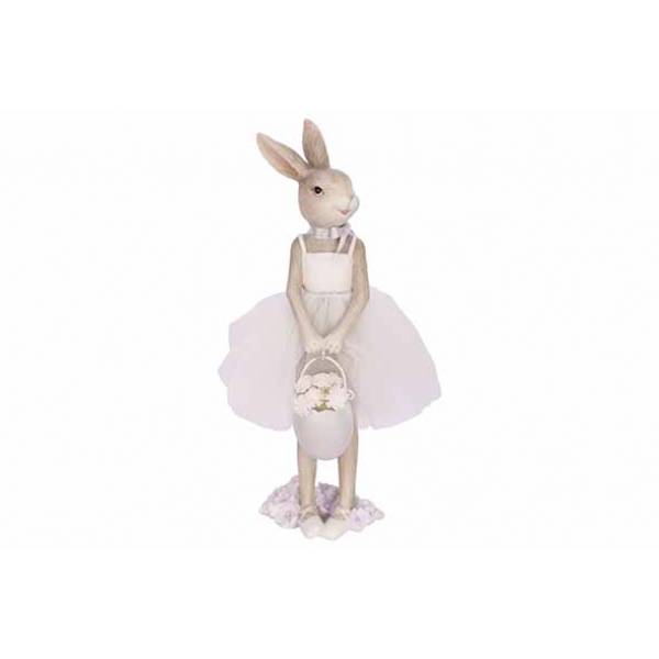 Konijn Bunny Girl Lichtgrijs 8,5x8,3xh25 ,4cm Langwerpig Polyresin 