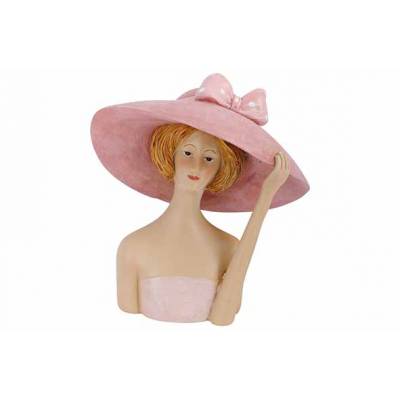 Beeld Lady With Hat Roze 14x9xh16,5cm An Dere Polyresin  Cosy @ Home