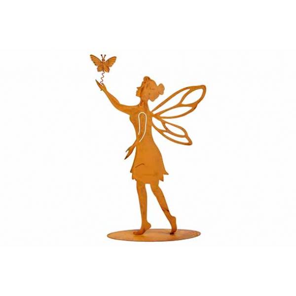 Beeld Fairy With Butterfly Roest 15x5xh2 9cm Andere Metaal 