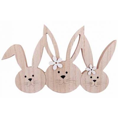 Lapin 3 Heads Naturel 28,5x2xh17cm Bois   Cosy @ Home
