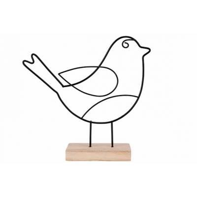 Oiseau Tail Up Wooden Stand Noir 15,5x4x H15cm Autre Metal  Cosy @ Home