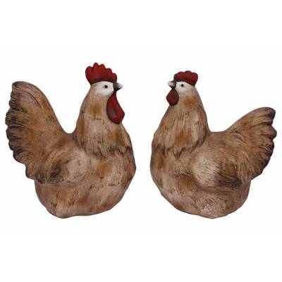 Beeld Ass2 Chicken-rooster Bruin 17,8x12 ,3xh20,8cm Andere Dolomiet  Cosy @ Home
