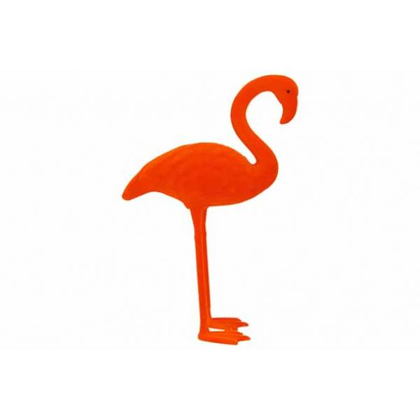 Cosy @ Home Flamingo Flocked Oranje 21x7xh28cm Kunst Stof