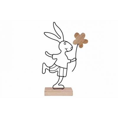 Lapin Flower Wooden Stand 13,5x4xh20,5cm  Allonge Metal  Cosy @ Home