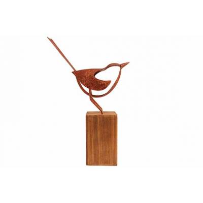 Oiseau Silhouette On Wooden Cube Rouille  17,5x6,5xh25,5cm Autre Metal  Cosy @ Home