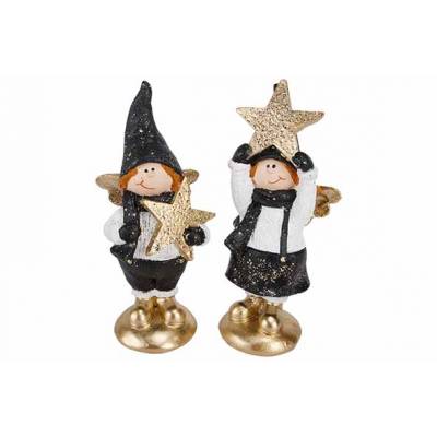 Kind Star Ass2 Golden Details Zwart 7x6x H15cm Andere Polyresin  Cosy @ Home