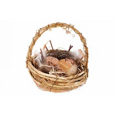 Nid With Eggs And Handle Naturel 10x10xh 12cm  Cosy @ Home