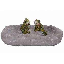 Cosy @ Home Coupe Birdbath 2 Glazed Frogs Gris 34,3x 26,1xh14,7cm Rectangle 