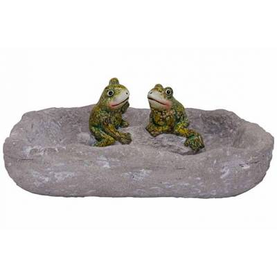 Coupe Birdbath 2 Glazed Frogs Gris 34,3x 26,1xh14,7cm Rectangle  Cosy @ Home