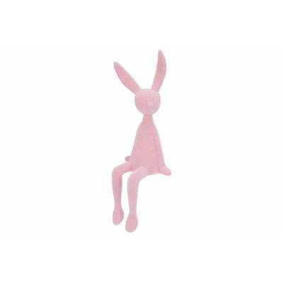 Lapin Flocked Sitting Rose Pale 10x9xh28 Cm Plastic  Cosy @ Home