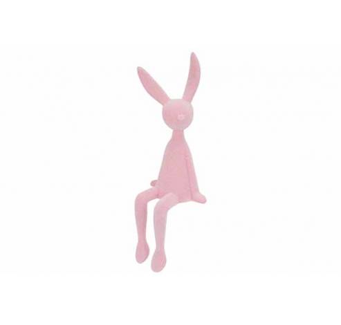 Lapin Flocked Sitting Rose Pale 10x9xh28 Cm Plastic  Cosy @ Home