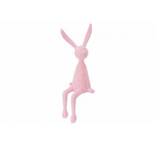 Lapin Flocked Sitting Rose Pale 12x12xh3 7cm Plastic  Cosy @ Home