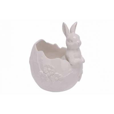 Bowl Egg-shaped Bunny Wit 12,8x13,3xh15, 6cm Langwerpig Dolomiet  Cosy @ Home