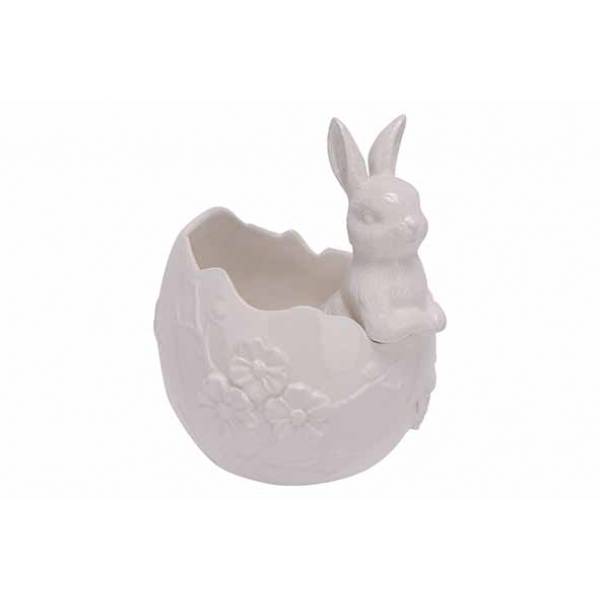 Cosy @ Home Bowl Egg-shaped Bunny Wit 12,8x13,3xh15, 6cm Langwerpig Dolomiet