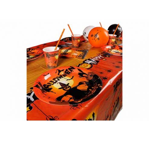 Bord Set12 Halloweendeco Zwart Oranje D22,5cm Karton  Cosy @ Home