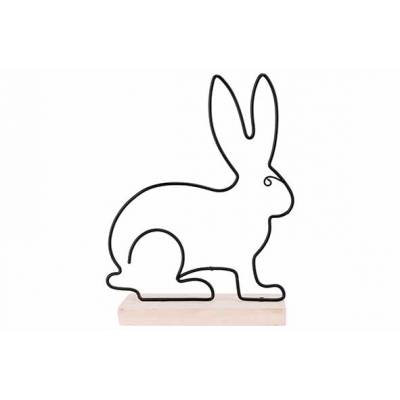 Lapin Lying Wooden Stand Noir 12x4xh16,5 Cm Allonge Metal  Cosy @ Home