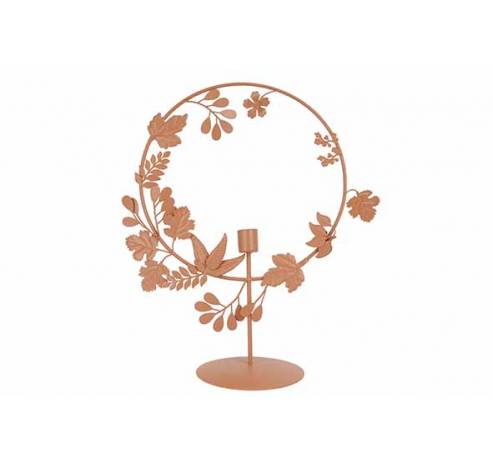 Support Leaves Candle Holder Brun 33x12x H36cm Rond Metal  Cosy @ Home