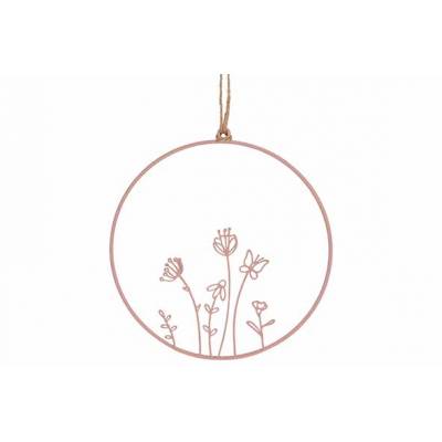 Hanger Flowers - Butterfly Roze 20x,5xh2 0cm Rond Metaal  Cosy @ Home