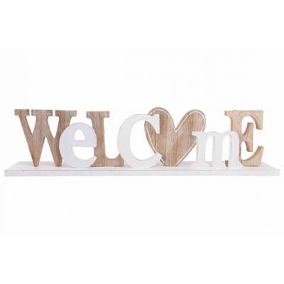 Deco Lettres Welcome Blanc 40x6xh10cm Bo Is 