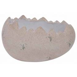 Cosy @ Home Oeuf Open Carved Speckle Blanc 17x12,5xh 10cm Ovale Dolomite 
